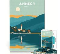 Rompecabezas de 1000 Piezas para Adultos Annecy Francia Flawless Fit Art Brain Challenge Fun Rest Time Play Birthday Mind Gift (38x26cm)