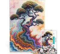Rompecabezas de 1000 Piezas para Adultos, árbol Abstracto con Capas Coloridas, Juguetes antiestrés, desafío exigente, cumpleaños 50x75cm