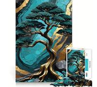 Rompecabezas de 1000 Piezas para Adultos Árbol, Arte Kintsugi, Piezas de Corte Limpio, Juego de Habilidad Mental, Momento de relajación, Divertido, Escena navideña (50x75cm)