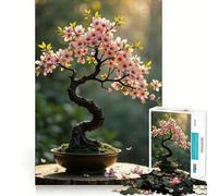 Rompecabezas de 1000 Piezas para Adultos Árbol bonsái en Flor Juego Divertido Que estimula la lógica y el Pensamiento Ideal para el Tiempo Libre y para Disfrutar de una Escena navideña 38x26cm