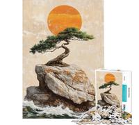 Rompecabezas de 1000 Piezas para Adultos Árbol bonsái japonés Tradicional sobre una Roca Juegos relajantes Juguetes educativos Regalos de Amigo Invisible Actividades Familiares (Tamaño 50x75cm)