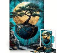 Rompecabezas de 1000 Piezas para Adultos Árbol bonsái sobre Esfera Flotante,Arte de Corte Fino,Juego de concentración Mental,Juego para Momentos de Tranquilidad,Actividad de cumpleaños 38x26cm