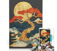 Rompecabezas de 1000 Piezas para Adultos: Árbol bonsái sobre Luna Dorada, Juegos educativos, Carrera de Velocidad Manual, Toda la Familia 38x26cm