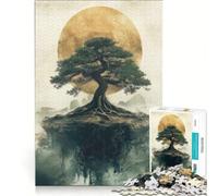 Rompecabezas de 1000 Piezas para Adultos: Árbol bonsái y Luna, Juegos educativos, Carrera de Velocidad Manual, Toda la Familia 38x52cm