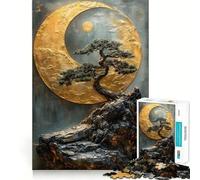 Rompecabezas de 1000 Piezas para Adultos Árbol bonsái y Luna,Paisaje japonés,Piezas de Corte Limpio,Actividad Cerebral Inteligente,diversión para Momentos de Calma,Regalo artístico de cumpleaños