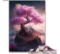 Rompecabezas de 1000 Piezas para Adultos, árbol de Cerezo Rosa de Madera, Navidad y Año Nuevo, Regalo Festivo de 50x75cm para Juego Interactivo Familiar