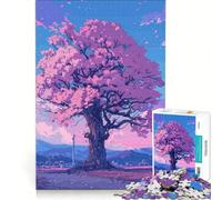 Rompecabezas de 1000 Piezas para Adultos: Árbol de cerezos en Flor, Juegos Familiares, Carrera de Velocidad Manual, Ideal para Decorar el Escritorio 38x52cm