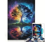 Rompecabezas de 1000 Piezas para Adultos: Árbol de la Vida de la Galaxia Cósmica, decoración de Pared, Actividades Familiares, Lista de Deseos con Papá Noel 38x26cm