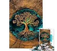 Rompecabezas de 1000 Piezas para Adultos Árbol de la Vida Dorado Arte en Resina Rompecabezas para Adultos análisis y lógica Juego Educativo Familiar difícil y desafiante 38x26cm