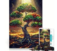 Rompecabezas de 1000 Piezas para Adultos Árbol de la Vida Volcánica Juego de lógica de Ajuste Exacto Juguete Divertido Juego de Juego Libre Regalo de cumpleaños (38x52cm)