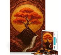 Rompecabezas de 1000 Piezas para Adultos Árbol de otoño con Cascada,Arte Kintsugi,Corte preciso,Juego para desarrollar la Mente,Entretenimiento,diversión,Regalo de cumpleaños (38x52cm)