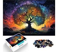 Rompecabezas de 1000 piezas para adultos, árbol del mundo extraño y colorido para rompecabezas con póster a juego y hoja de trivia de 10.3 x 14.9 pulgadas para adolescentes de 14 años en adelante