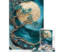 Rompecabezas de 1000 Piezas para Adultos Árbol Dorado y Luna Juego práctico para Toda la Familia Juguete Decorativo para la Pared Entrena tu Cerebro y Tus Manos (38x26cm)