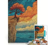Rompecabezas de 1000 Piezas para Adultos Árbol en el Borde de un acantilado con Vista al océano Juego Educativo desafío difícil fortalece el Amor Entre Parejas 38x26cm