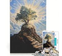 Rompecabezas de 1000 Piezas para Adultos Árbol en la Cima de una montaña decoración de Pared patrón para armar Regalo para Amigos y Familiares 50x75cm