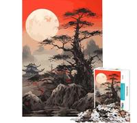 Rompecabezas de 1000 Piezas para Adultos Árbol Luna Roja Juguete Oscuro Juego Intelectual Juego de Acertijos Análisis y Lógica Excelentes Regalos y Juguetes (Tamaño 75x50cm)