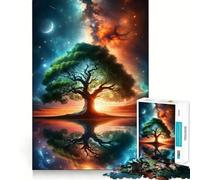 Rompecabezas de 1000 Piezas para Adultos Árbol Que se extiende hacia el Espacio Decoración práctica y Divertida Juguete para ejercitar la Mente Regalo navideño Ideal para Pasar un Buen rato (38x52cm)