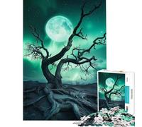 Rompecabezas de 1000 Piezas para Adultos Árbol Solitario bajo la Luna Rompecabezas para Adultos Juegos relajantes Carrera de Velocidad Manual Gran Regalo para los Amantes de los Videojuegos (50x75cm)