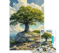Rompecabezas de 1000 Piezas para Adultos Árbol Solitario en la Cima de un acantilado Ayuda a ejercitar el Cerebro Actividades Familiares Juegos relajantes para Mayores de 14 años Juego (38x52cm)