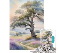 Rompecabezas de 1000 Piezas para Adultos Árbol Solitario en un Campo Juego desafiante Juguetes educativos Carrera de Velocidad Manual Regalo Ideal para cumpleaños (tamaño 38x52cm)
