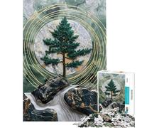 Rompecabezas de 1000 Piezas para Adultos Árbol Verde y Luna de mármol Rompecabezas relajantes para Adultos Difícil Regalo de cumpleaños único (tamaño 50x75cm)