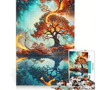 Rompecabezas de 1000 Piezas para Adultos Árbol y Fuego Juguetes para armar interacción Entre Padres e Hijos colección de Artistas Bellas Artes 50x75cm