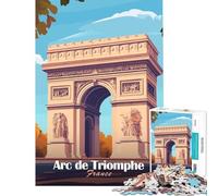 Rompecabezas de 1000 Piezas para Adultos Arco del Triunfo de París Rompecabezas de 1000 Piezas Juguetes antiestrés Que mejoran la Memoria cumpleaños y Navidad (38x26cm)
