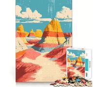 Rompecabezas de 1000 Piezas para Adultos Arcos del Desierto en Tonos Pastel,ilustración de Paisaje Minimalista,Corte Premium,Juego Estimulante,diversión sin Preocupaciones,decoración navideña 38x52cm