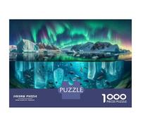 Rompecabezas De 1000 Piezas para Adultos Arctic Iceberg Aurora Landscape Rompecabezas para Adultos Juego De Ingenio Desafío Difícil Desafiante De Completar 52x38cm/1000pcs