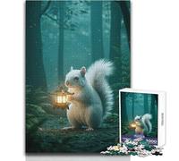 Rompecabezas de 1000 Piezas para Adultos, Ardilla con Linterna en el Bosque, Juego desafiante, Juguetes, desafío difícil, Ideas de Regalo, tamaño 38x52cm