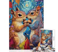 Rompecabezas de 1000 Piezas para Adultos Ardilla Enamorada Rompecabezas para Adultos Juego Familiar decoración de Pared (tamaño 50x75cm)