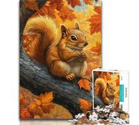Rompecabezas de 1000 Piezas para Adultos: Ardillas en otoño Divertido Juego Familiar, Toda la Familia (tamaño 38x26cm)