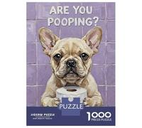 Rompecabezas De 1000 Piezas para Adultos Are You Pooping Bulldog with Toilet Paper Rompecabezas para Adultos Juegos Divertidos Regalo De Cumpleaños Diversión En Casa Actividades, 70x50cm/1000pcs