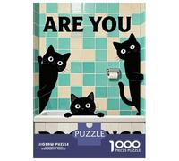 Rompecabezas De 1000 Piezas para Adultos Are You Pooping Cats in Bathroom Rompecabezas Juego De Ingenio Ensamblaje De Patrones Regalos De Cumpleaños Y Únicos 70x50cm/1000pcs