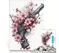 Rompecabezas de 1000 Piezas para Adultos: Arma de Flor de Cerezo, Juegos Divertidos, interacción Entre Padres e Hijos, con póster y Hoja de Preguntas a Juego 38x26cm