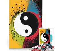 Rompecabezas de 1000 Piezas para Adultos, armonía en Colores Yin Yang, Juego práctico, Carrera de Velocidad Manual, con Piezas de Formas aleatorias Que encajan Perfectamente 38x52cm