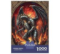 Rompecabezas De 1000 Piezas para Adultos Armored Dragon in Stained Glass Style Rompecabezas para Adolescentes Juego De Ingenio Desafío Difícil Juego Desafiante Regalos 52x38cm/1000pcs