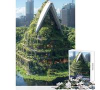 Rompecabezas de 1000 Piezas para Adultos Arquitectura ecológica Juego práctico Divertido y con Humor Juguete antiestrés para cumpleaños y Navidad (38x26cm)