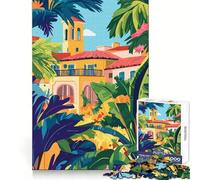Rompecabezas de 1000 Piezas para Adultos,Arquitectura española de Florida,Arte Minimalista,Bordes limpios,Juego para ejercitar la Mente,diversión sin Esfuerzo,Regalo de cumpleaños 38x26cm