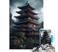 Rompecabezas de 1000 Piezas para Adultos Arquitectura Japonesa Juegos relajantes Juego Educativo desafío Juguete Regalos de Amigo Invisible decoración (tamaño 38x52cm)