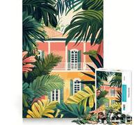 Rompecabezas de 1000 Piezas para Adultos Arquitectura Tropical de Florida,Arte Minimalista,Corte Premium,Juego Estimulante,diversión sin Preocupaciones,decoración navideña (50x75cm)
