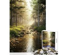 Rompecabezas de 1000 Piezas para Adultos Arroyo en el Bosque a la luz de la mañana Juego Imposible Ideal para Parejas Juguete Educativo Lista de Deseos con Papá Noel (75x50cm)