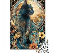 Rompecabezas De 1000 Piezas para Adultos Art Nouveau Cat Stained Glass-1 Rompecabezas para Adultos Juegos Familiares Que Mejoran La Memoria Interacción Entre Padres E Hijos 52x38cm/1000pcs