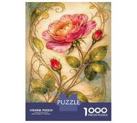 Rompecabezas De 1000 Piezas para Adultos Art Nouveau Rose and Buds Rompecabezas para Adultos Juegos Relajantes Desafío Difícil Reducción del Estrés Regalos 38x26cm/1000pcs