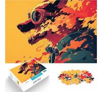 Rompecabezas de 1000 Piezas para Adultos Arte Animal de Perro en Llamas Juego Intelectual Cada Pieza es única: un desafiante y Divertido Juego Familiar 38x26cm