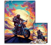 Rompecabezas de 1000 Piezas para Adultos, Arte Colorido, Motocicleta, Rompecabezas de Madera, Juego de desafío Mental para Adolescentes y Familia, 50x75cm/19,68x29,52 Pulgadas