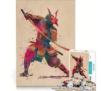 Rompecabezas de 1000 Piezas para Adultos Arte de Acuarela de Guerreros samuráis Juego Educativo Actividades Familiares fortalece el Amor Entre Parejas 38x26cm