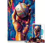 Rompecabezas de 1000 Piezas para Adultos,Arte de béisbol,Bordes Lisos,Juguete de construcción,Juego Relajante,Escena navideña (50x75cm)