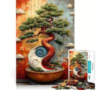 Rompecabezas de 1000 Piezas para Adultos,Arte de bonsái,Paisaje japonés,decoración de Ajuste Limpio,Actividad Cerebral Divertida,Juego Acogedor,Regalo Festivo de Ocio 50x75cm