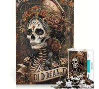 Rompecabezas de 1000 Piezas para Adultos: Arte de la Mujer del Día de Muertos, Juegos Divertidos, Interacción Entre Padres e Hijos, Cada Pieza es única 50x75cm